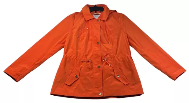 Charter Club Rain Jacket Womens size Small Petite PS Orange Anorak Full Zip New