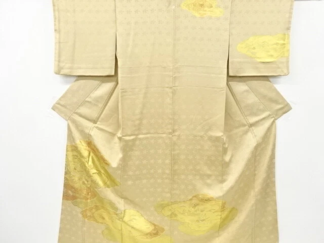 6634184: Japanese Kimono / Vintage Homongi / Embroidery / Kinsai / Cloud & Manda