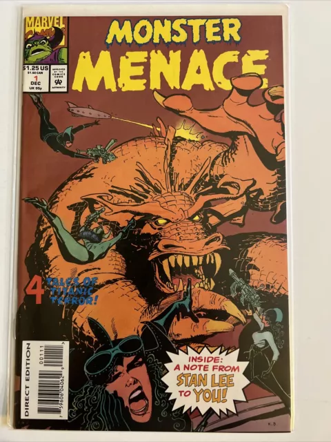 Monster Menace #1 Comic Book 4 Tales of Terror Stan Lee Note Marvel Comics 1993