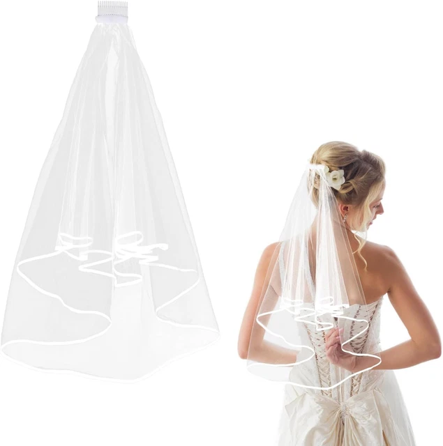 Schwarzer Brautschleier Mit Bandkante & Kamm – Elegant Für Hochzeit Oder Fotoshooting