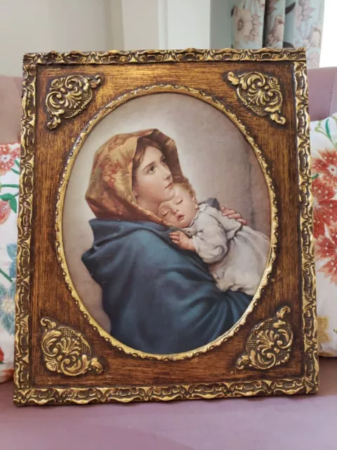 Madonna Of The Streets Canvas Print In Gold Frame 10.1/4" X 12"