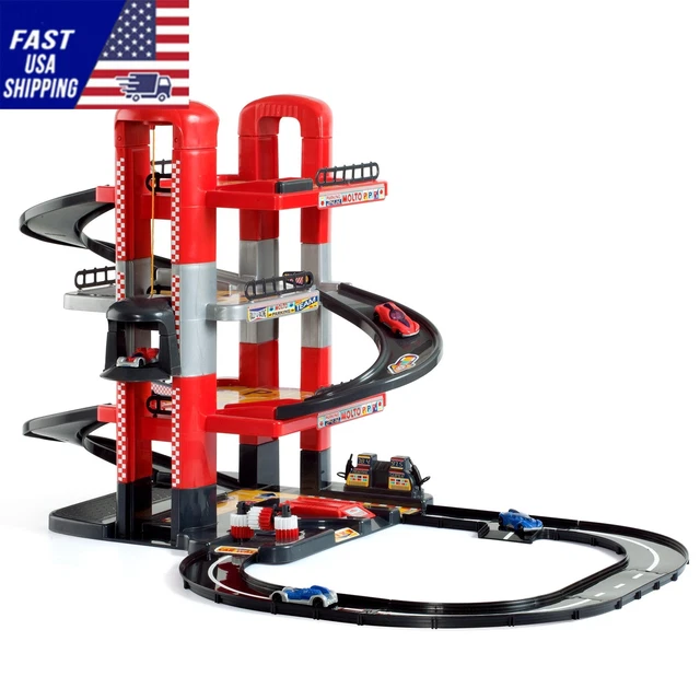 Molto - Diecast Toy Car Parking Garage Playset, 4 Story with Tracks