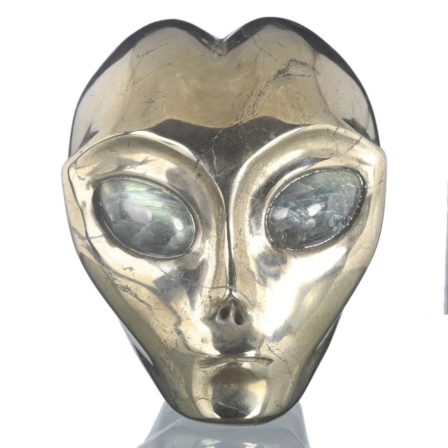 Criatura mística cabeza de estrella alienígena tallada en pirita natural de 3,03" #36B68