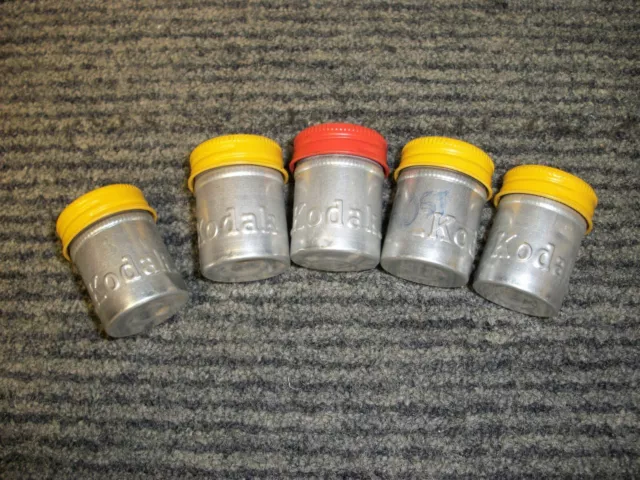 Vintage 35mm Metal Film Canisters Can Embossed Kodak Lot of 5 Collectable