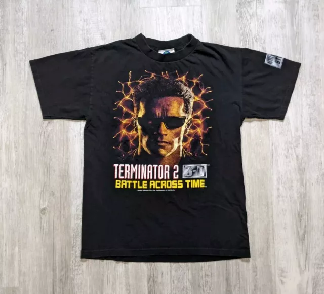 Vintage 90s Terminator 2 T2 3D Universal Studios T-Shirt Size Medium Black USA