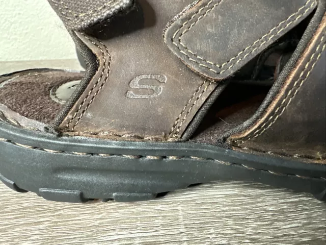 SKECHERS MEN'S FISHERMAN Sandals Size 8 Brown Leather Open Toe #60847 ...