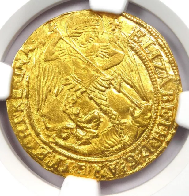 1580-81 England Britain Gold Elizabeth I Angel Coin. NGC MS62 (BU UNC) - Top Pop
