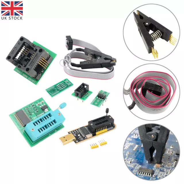 Usb Ch341a Bios Eeprom Programmer & Soic8 Clip & Soic8 Adapter &1.8v Adapter UK