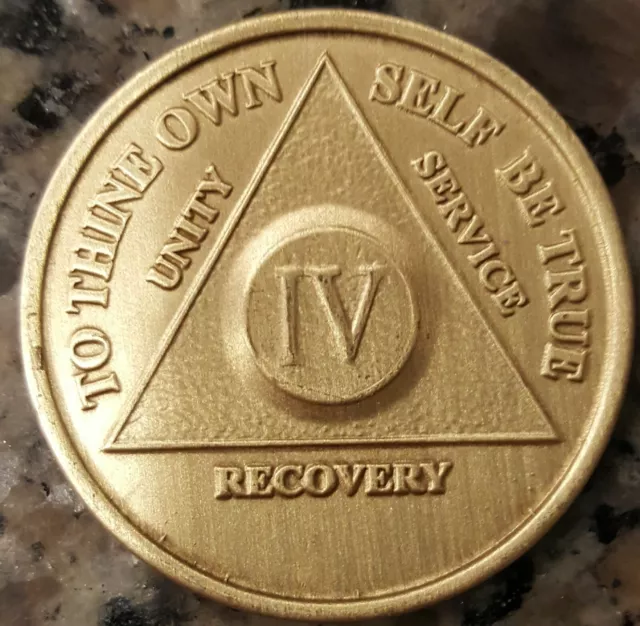 4 YEAR AA Medallion Alcoholics Anonymous Sobriety Chip Bronze Coin Four ...