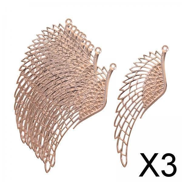 3X 12Pcs Bijoux Charme Collier Pendentif DIY Grand Alliage Aile Conclusions