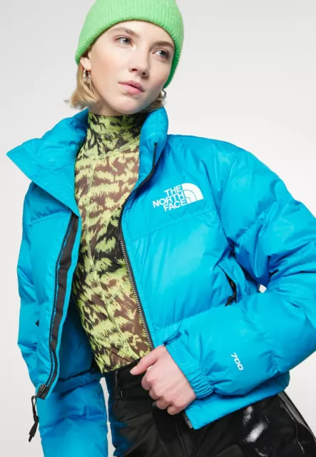 The North Face Giacca Tampone Donna Nuptse Tagliata Blu - Taglia Small