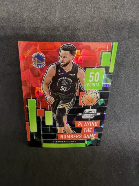 2022-23 Contenders Optic Stephen Curry Numbers Game Red Cracked Ice Prizm #11