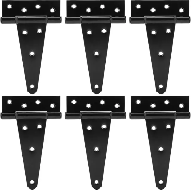 HILLMASTER 6 Inch T-Strap Heavy Duty Shed Door Hinges Gate Strap Hinges Black Te