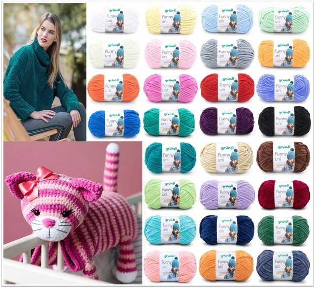 100g Funny Uni Chenillegarn Babywolle weich zum Stricken Häkeln GP 49,90€/1kg