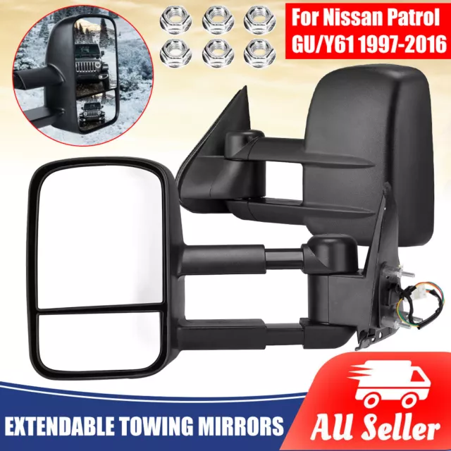 Extendable Towing Mirrors For Nissan Patrol GU/Y61 1997-2015 2016 Left Right AU