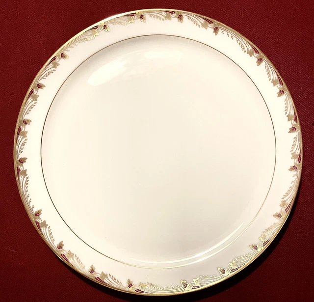 Lenox China “Essex Maroon” 12.75” Diameter Chop Plate 0-351-R  Gold Trim