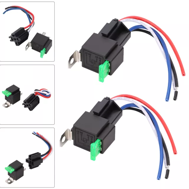 2 Sicherung Relais 12V/30 A & Buchse Mit 4 Drähte Leistungsrelais für KFZ LKW DE 3