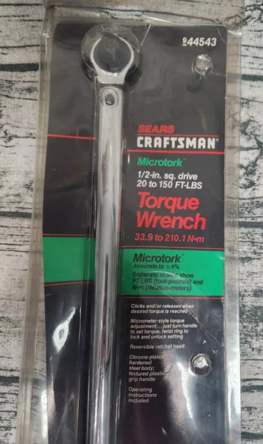 Craftsman Torque Wrench 9-44543 1/2" Drive Pre-Owned Newton Made In The USA