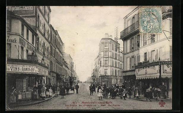 CPA Montreuil-sous-Bois, La Croix de Cheaux, Rue de Paris 1907