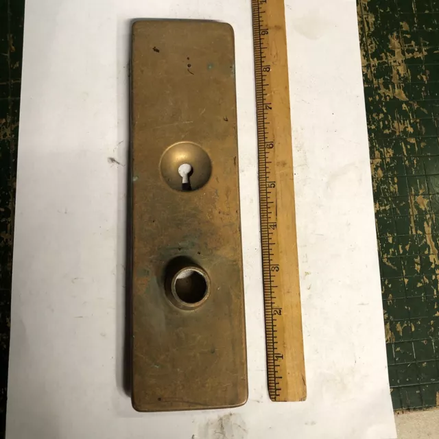Vintage Antique Yale 9” Brass Door Knob Backplate Back Plate