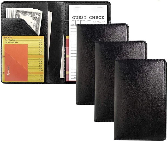 3 Pack Black Server Books for Waitress Book Server Wallet for Waiter B...