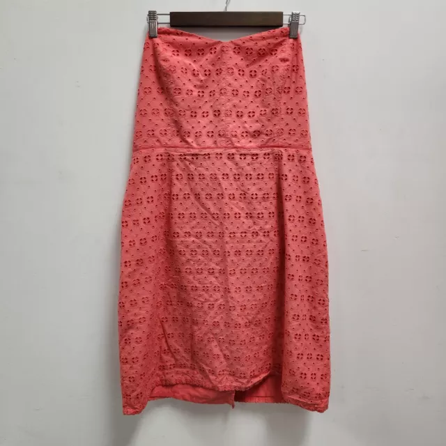 J Crew Womens Strapless Eyelet Dress Size 16 Coral Sweetheart Zipper Lined