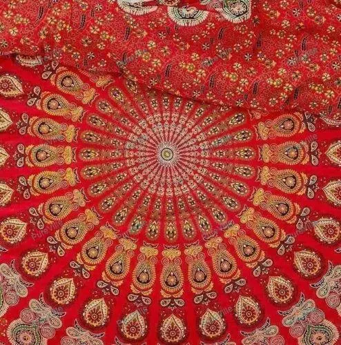 Mandala Indien Ensemble de Literie Couette Rouge Floral Couverture Housse Art D