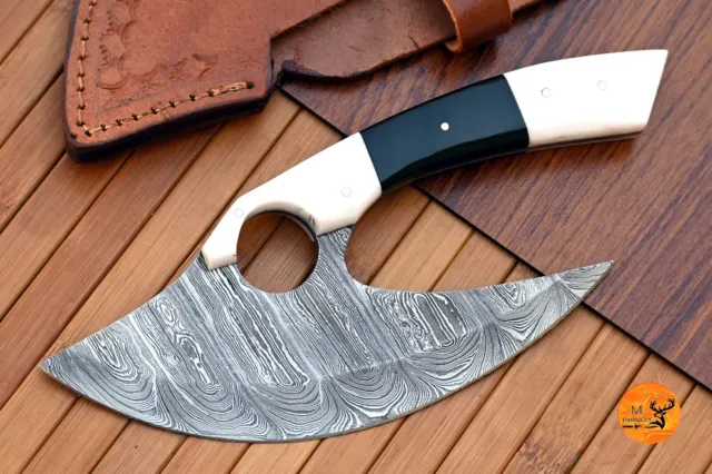 Custom Handmade Forged Damascus Steel Ulu Knife Chef Knife Kitchen Knife 2698