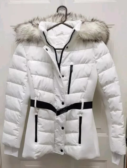 London Fog Winter Jacket Faux-Fur Hood Puffer Down Filler Coat  Women's Size S