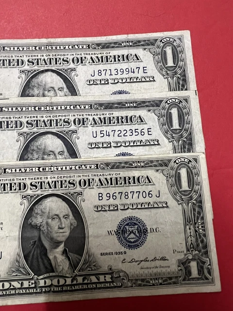 Fancy Serial Number (3) $1 1935 Silver Certificate Old Bill .
