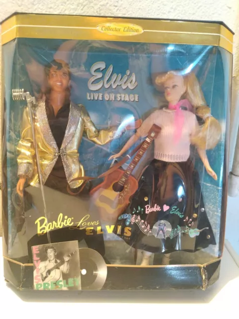 1996 Barbie Loves Elvis Collector Edition Mattel 2 Pc Doll Set. Box Damage