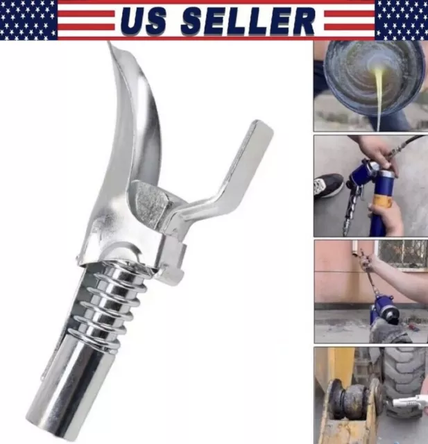 High Pressure Grease Gun Coupler, locks on, doesn't leak, rated over 10,000 PSI