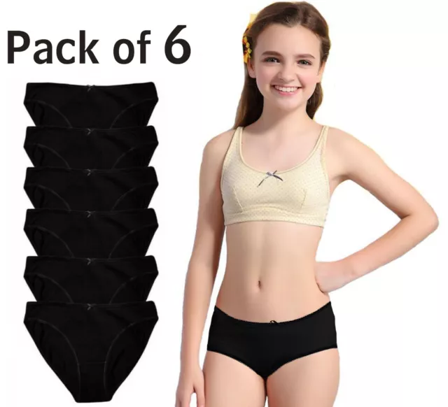6 Pack Girls' Underwear 100% Cotton Boxer Briefs Soft Hipster