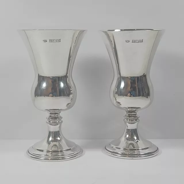 Pair Sterling Silver Mappin Webb Small Goblets Cups Birmingham 1971 Height 10cm
