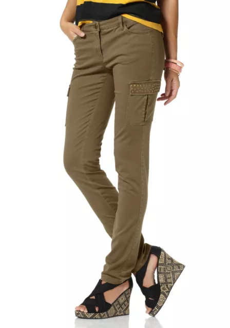 Cargo-Jeans. Röhrenhose AJC Arizona. Khaki mit Nieten. NEU!!! KP 57,99 € SALE%%%