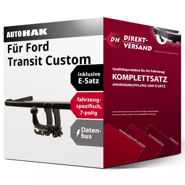 Für Transit Custom Typ V362 (Auto Hak) Anhängerkupplung abnehmbar + E-Satz 7pol