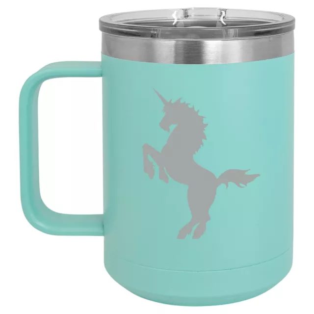 15oz Tumbler Coffee Mug Handle & Lid Travel Cup Vacuum Insulated Unicorn