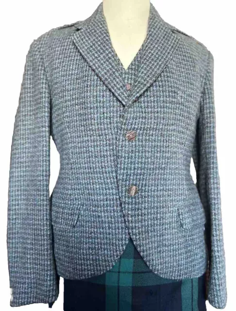 Incredible 1930s Early Harris Tweed Kilt Jacket & Waistcoat Antler Buttons
