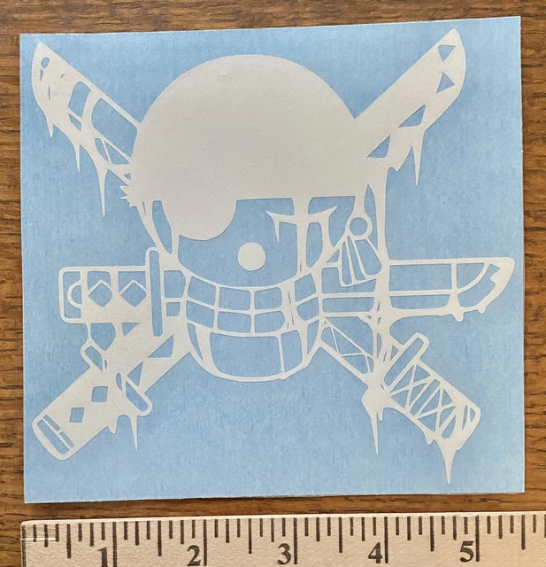 ONE PIECE RORONA Zoro Straw Hat Pirates Logo White Vinyl Decal Sticker