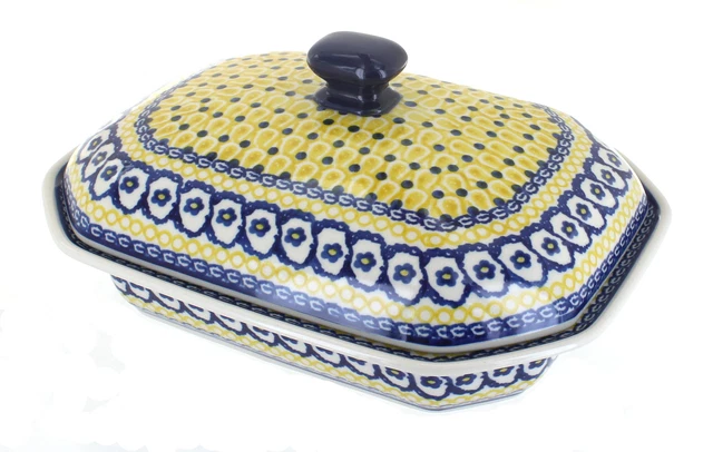 Blue Rose Polish Pottery Saffron Medium Covered Baker