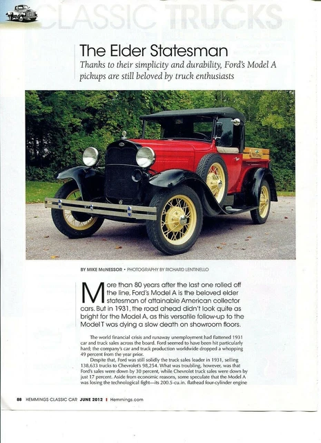 1931 FORD MODEL A PICKUP 3 pg Color Article