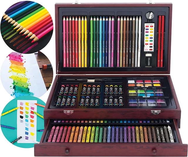 Doodle and Color 142 Pc Art Set in a Wood Carrying Case, Includes 24 Premium Col