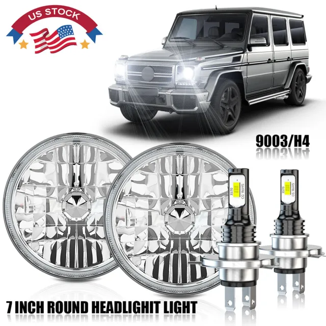 for 1953-1977 Ford F100 F250 F350 Pickup 7" inch Round LED Headlight Halo DRL