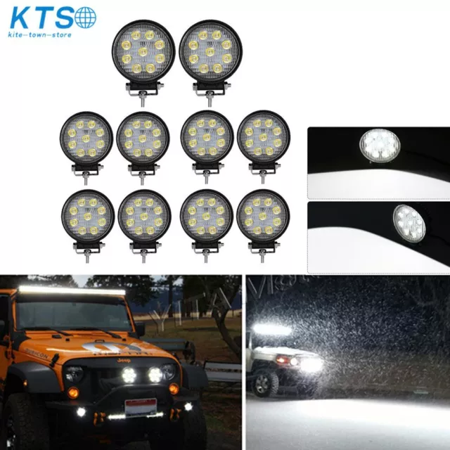 10x 4inch 27W Round LED Work Lights Pod SPOT Beam Offroad Fog Driving Light 12V