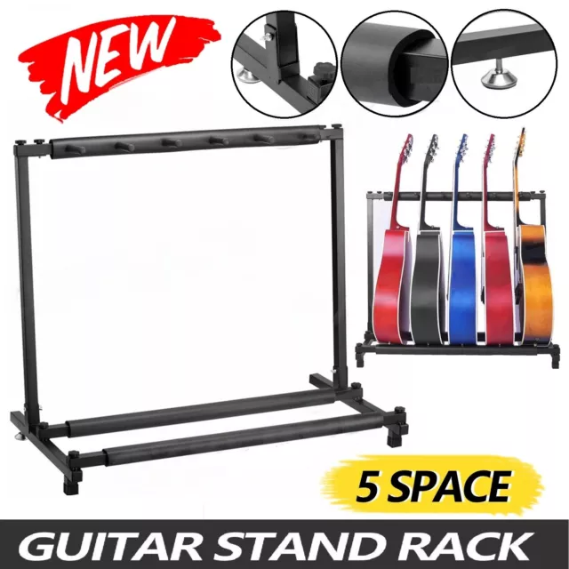 Guitar Stand Fits 5 Guitars Tidy Storage Display Rack Metal Padded Foam Stylish