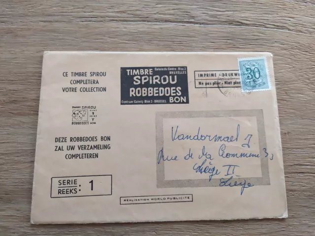 enveloppe timbre spirou robbedoes affranchie 1958