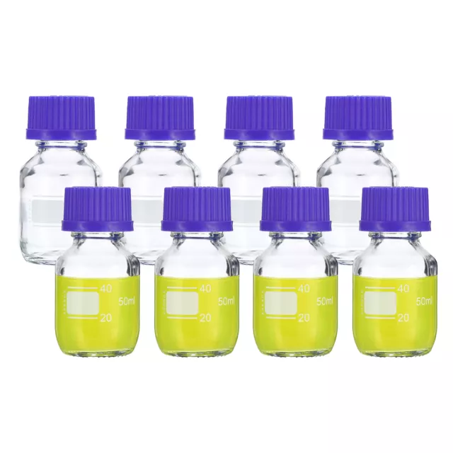 8 Pack Media Storage Bottles, 50ml Borosilicate Glass Graduated Bottles Clear