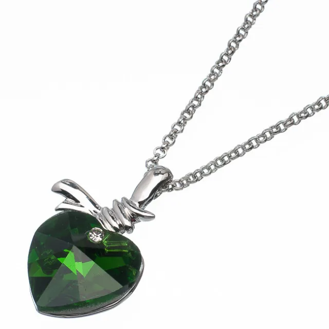 5.88 Ct Heart Cut Style Shape Green Emerald CZ 18K White Gold Plated Pendant