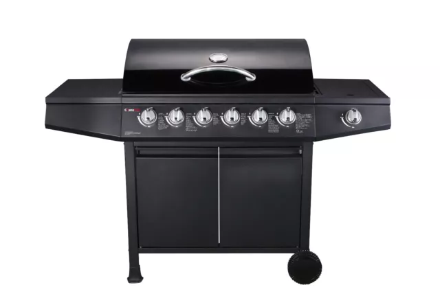 CosmoGrill Outdoor Gas Barbecue Grill Stainless Steel 6+1 With Side Burner BBQ