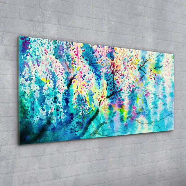 Acrylglasbild Wandbild Plexiglas 100x50 Abstraktes Aquarell Blumen